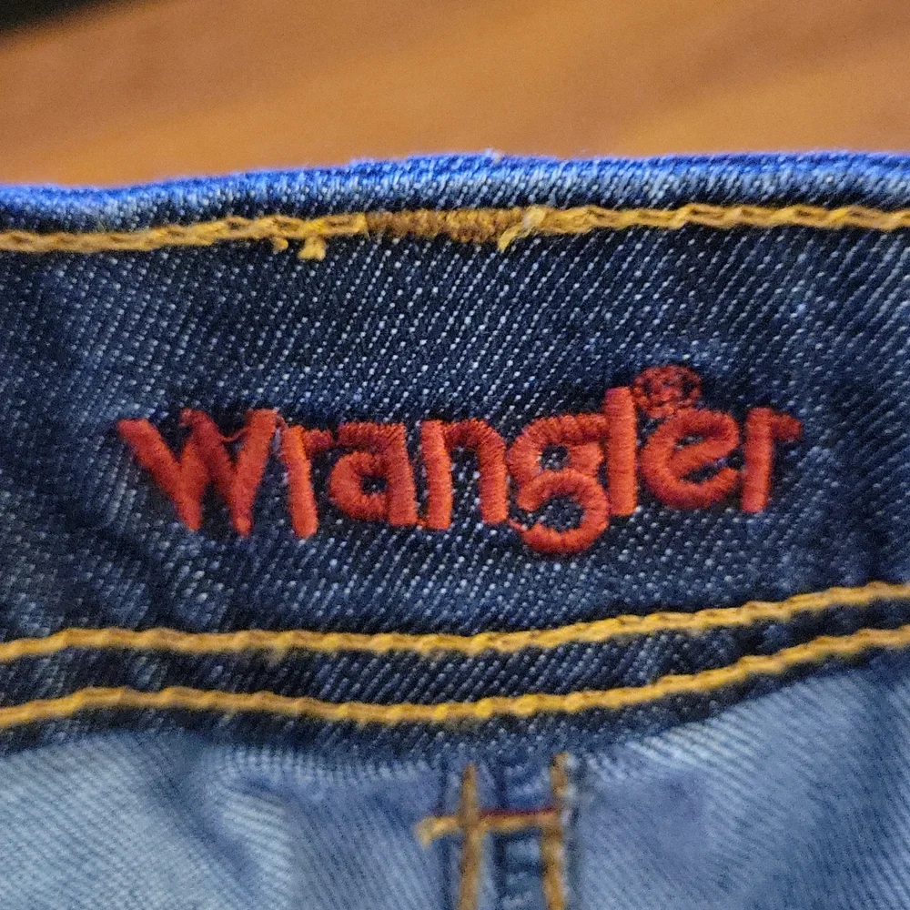 Wrangler dark wash stretch denim jeans skirt classic 5 pocket style sz 10 EUC…